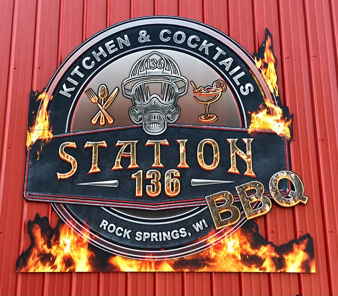 Station 136 exterior sign